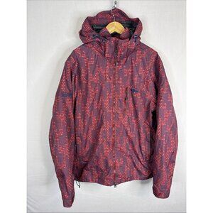 Outdoor Research Hooded Jacket Mens L Red Blue Print Thermore Ski Pertex